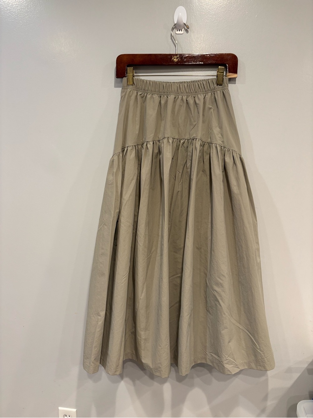 BOA Tiered A-Line Maxi Skirt in Taupe